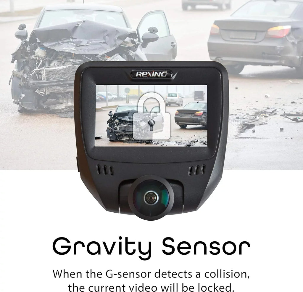 Rexing - Open V360 Box Degree Dual Angle Wide Dashboard Black 360 Channel Camera