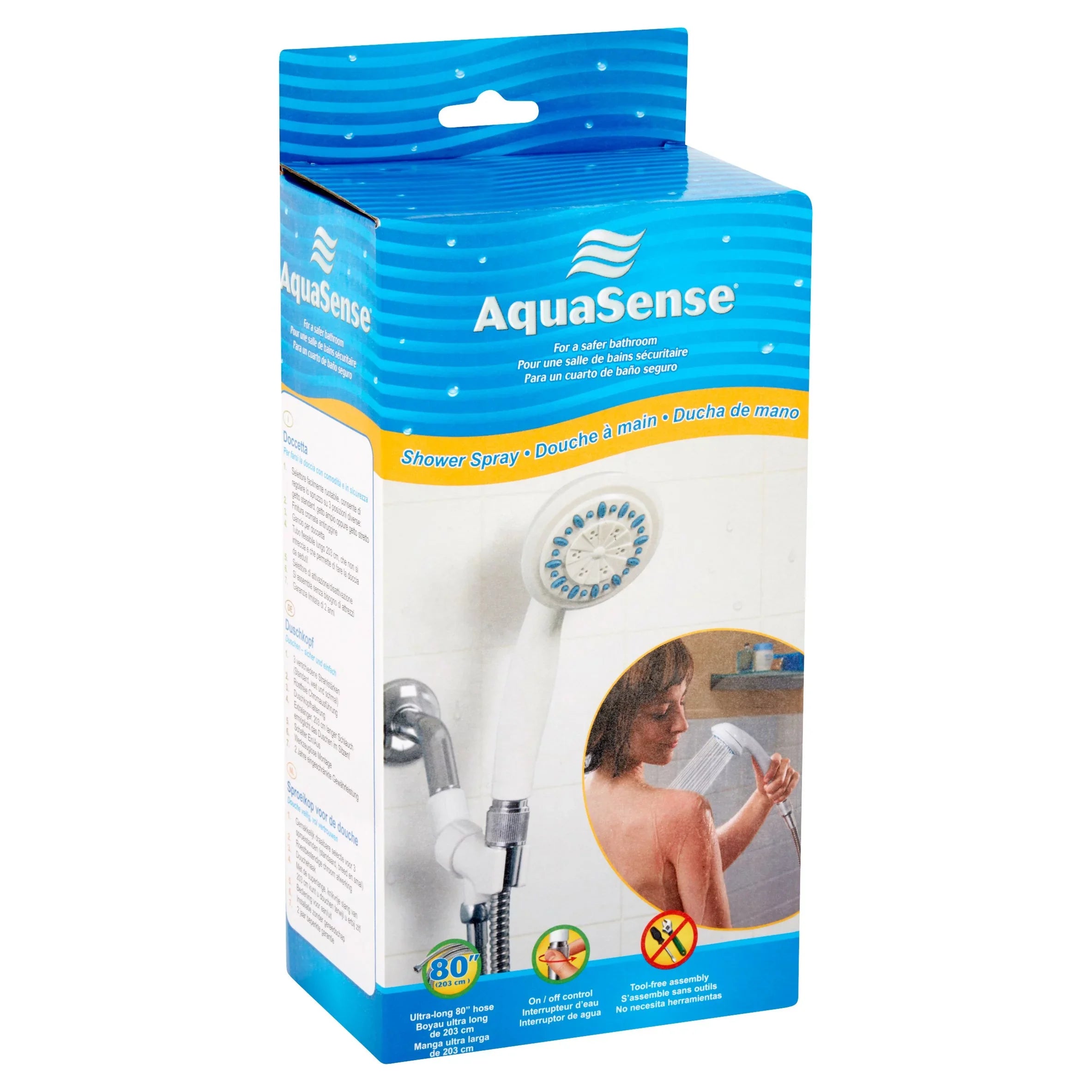 Head Steel Handheld Shower Hose, Setting with Stainless White Ultra-Long AquaSense 3