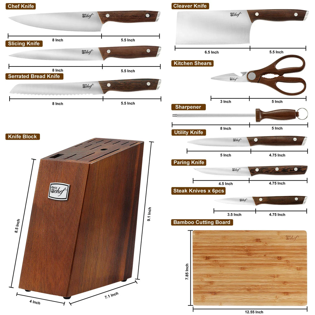 Handles Piece Chef Knife Shears Kitchen Deco Kitchen Wood More Chef Cleaver Set 16 and Knife