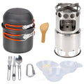 Steel Ideal Stainless Lightweight Utensils Camping Aluminum for and Cooking Stove with Picnics and Backpacking Set Pot Cutlery ammoon