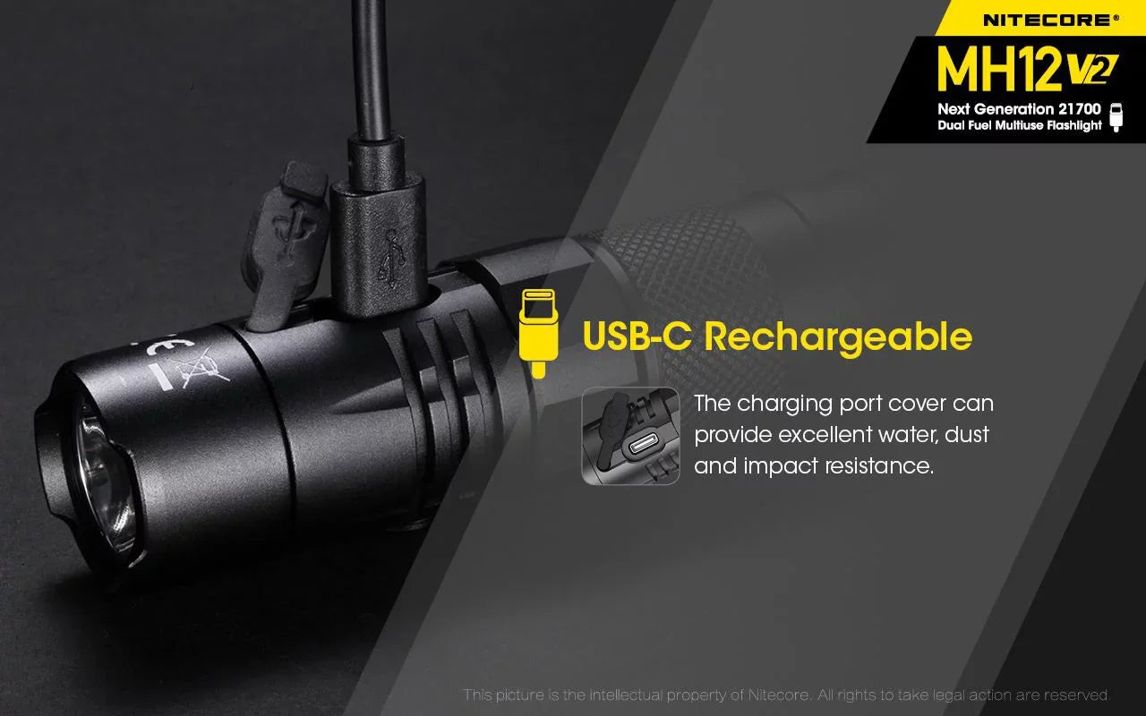 w/ XP-L2 Nitecore Battery Bank COMBO: Nitecore 21700 NB10000 LED 10,000mAh V6 V2 and CREE Lumens Flashlight MH12 Power -1200