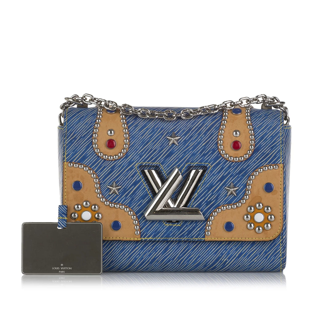 Twist Pre-Owned Unisex MM Epi Vuitton Louis Crossbody Studded (Good) Leather Bag Blue Authenticated