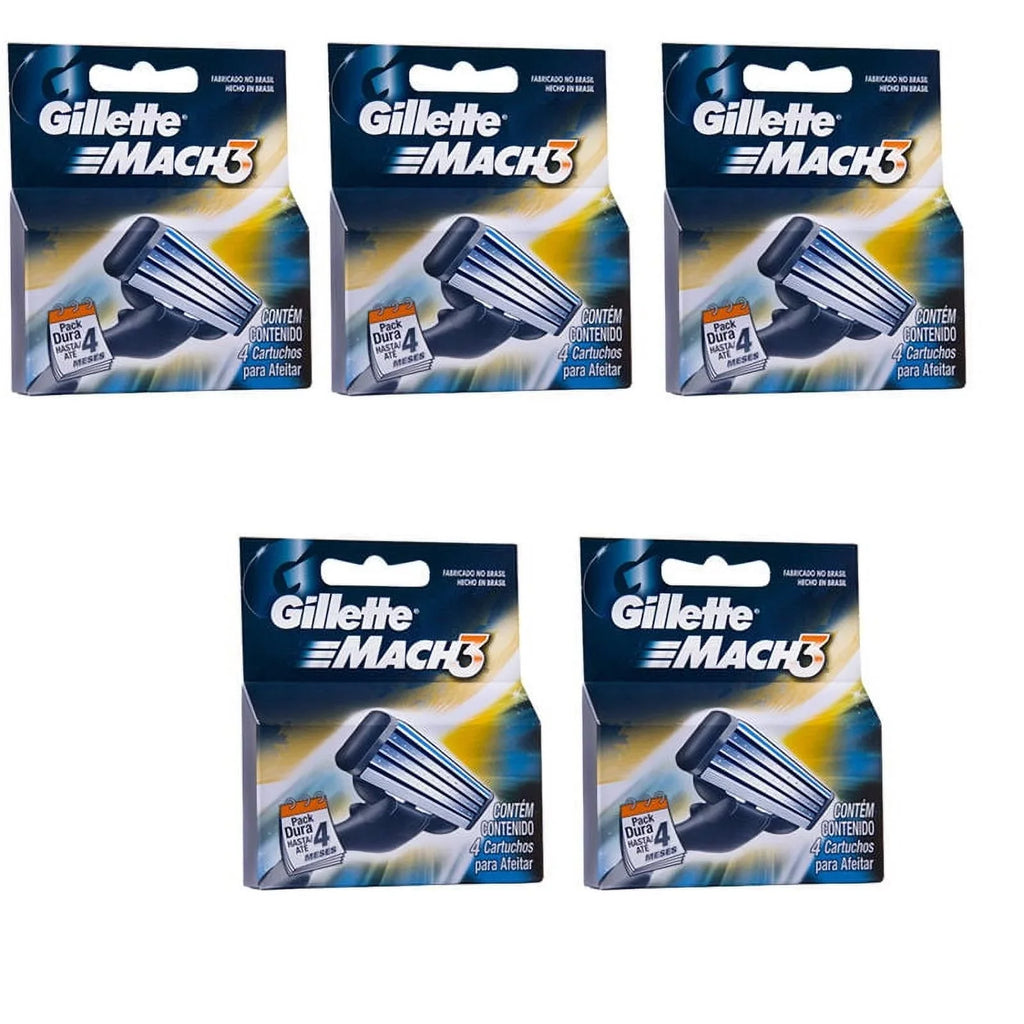 packs Razor MACH3 Gillette 5 Refill 4 Blade of Mens Cartridges 20