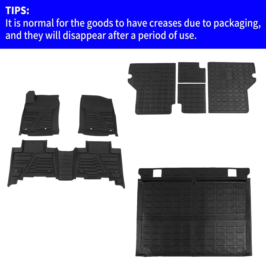 (Fit Seat Tray) Cover Mat Weather Toyota Accessories Mat Without 2022 Back 4 Floor Sliding 4Runner Cargo Runner Liner All Fit Protector Cargo Trunk 2013-2023 Mats
