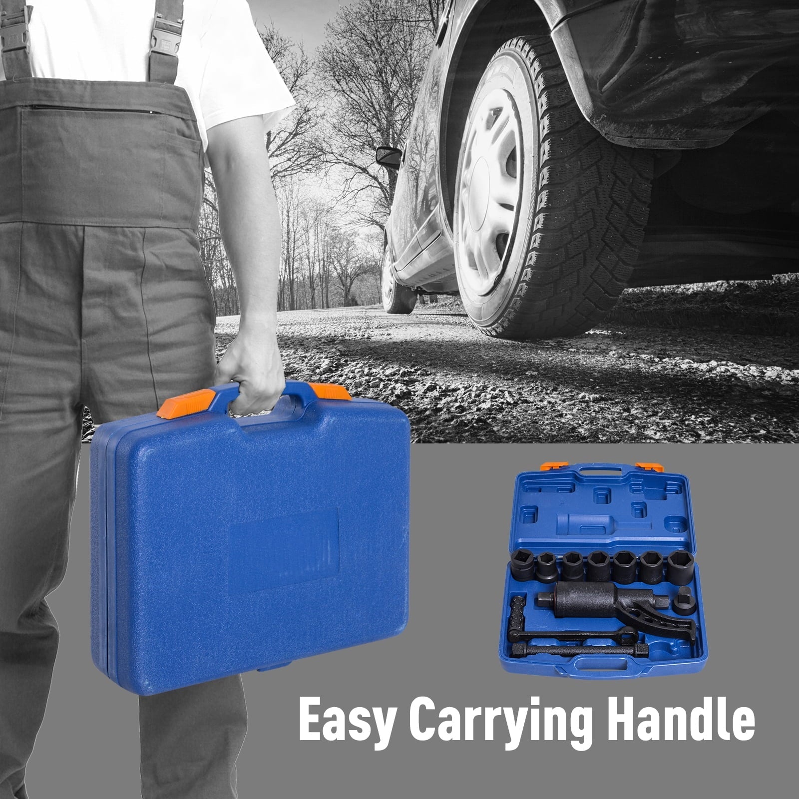 DURHAND Lug Wrench Set Labor W/7 Saving Torque Multiplier Nut Cr-V Socket