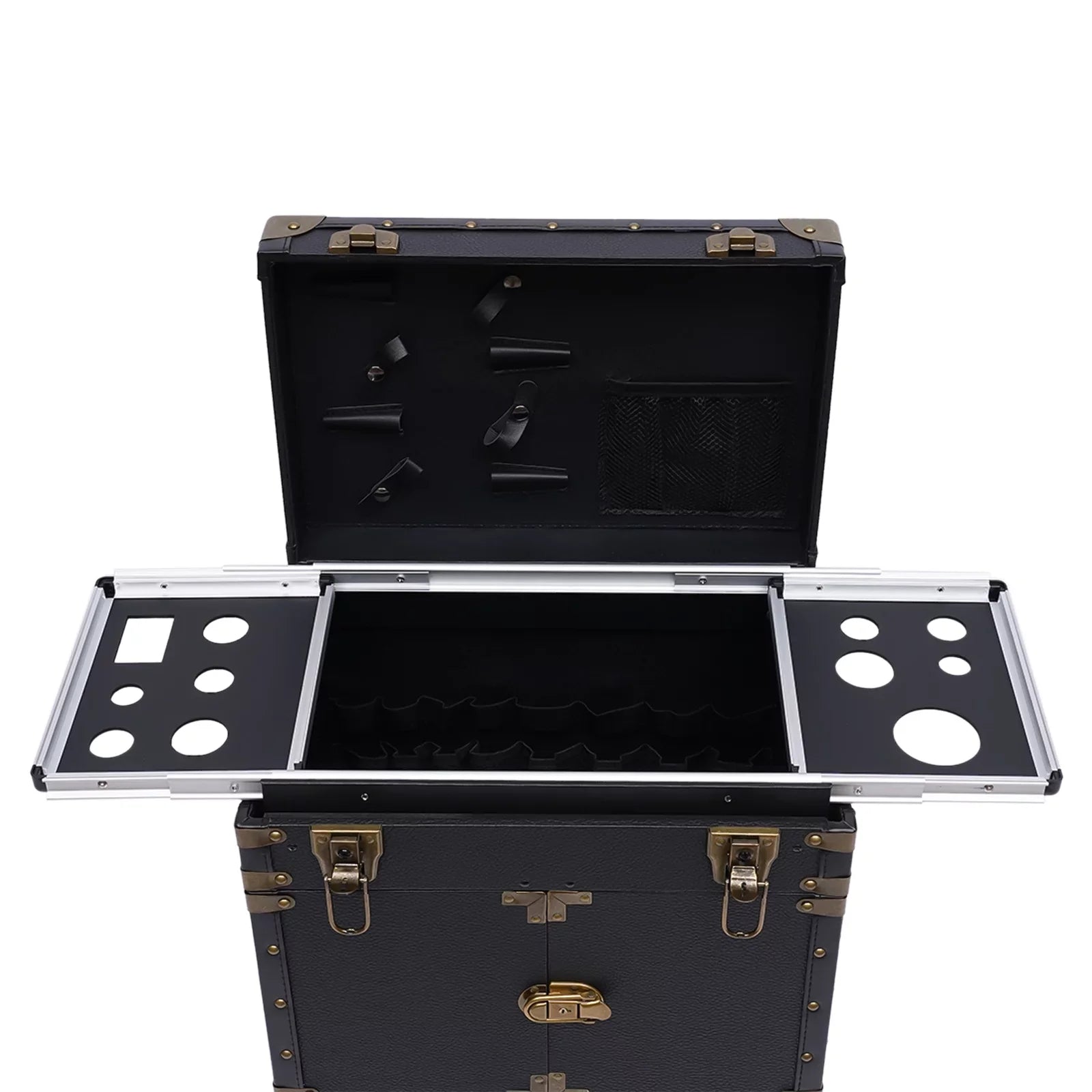 with Miumaeov Organizer Train Box Case, Tool Rolling Makeup Holder Dryer Lockable Stylist Travel Trolley Luggage, Beauty Cosmetic Salon Hair Hairdressing