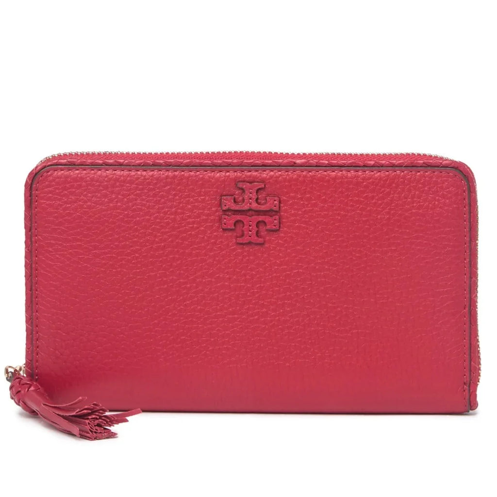Wallet Zip Around Tory Continental Taylor Burch (Kir Royale) Leather Pebbled