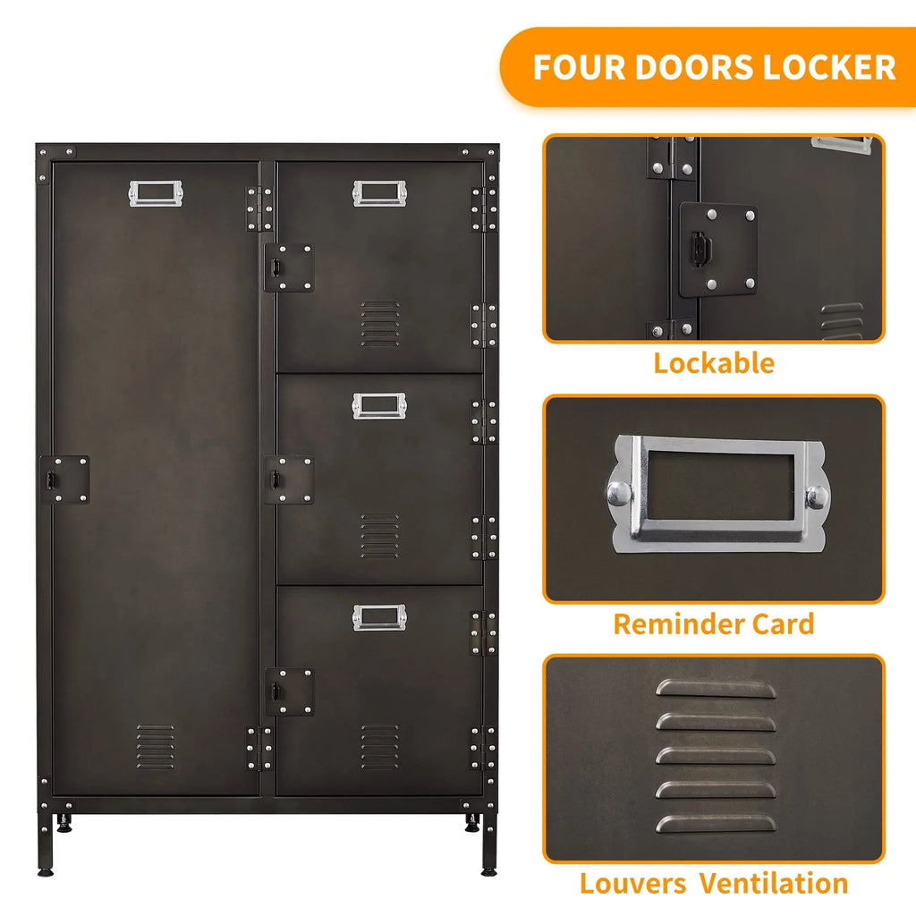 for for Lockable Door Storage Lockers 4 STANI Employees,71" Office Sundries,Gym,School Metal Cabinet Steel Staff,Home with