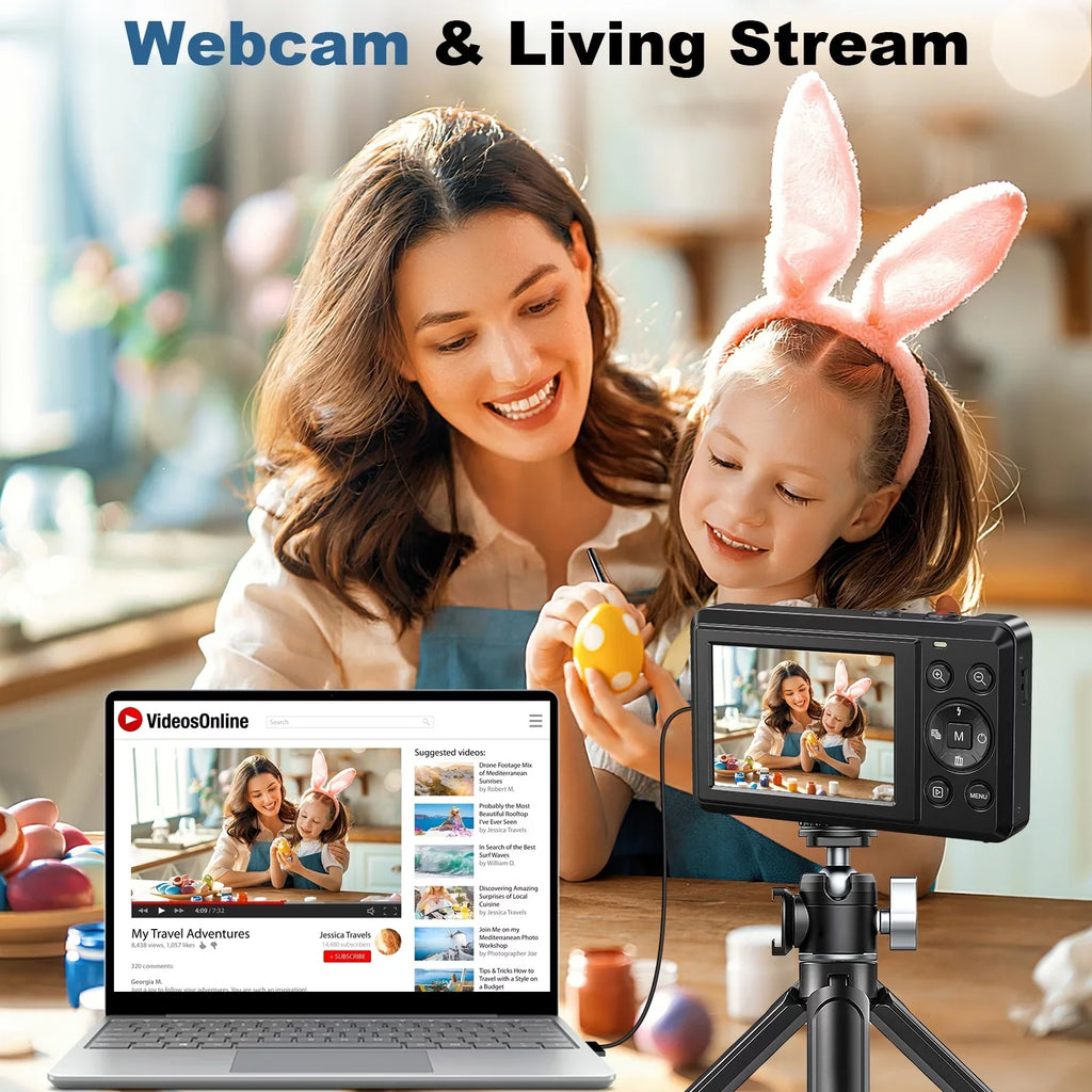 SEREE SD 4K Autofocus 44MP Shoot Compact Point 32GB 16X 2 Batteries with Digital Digital Camera with Portable and Cameras Digital Card and Camera Zoom, 2.4''