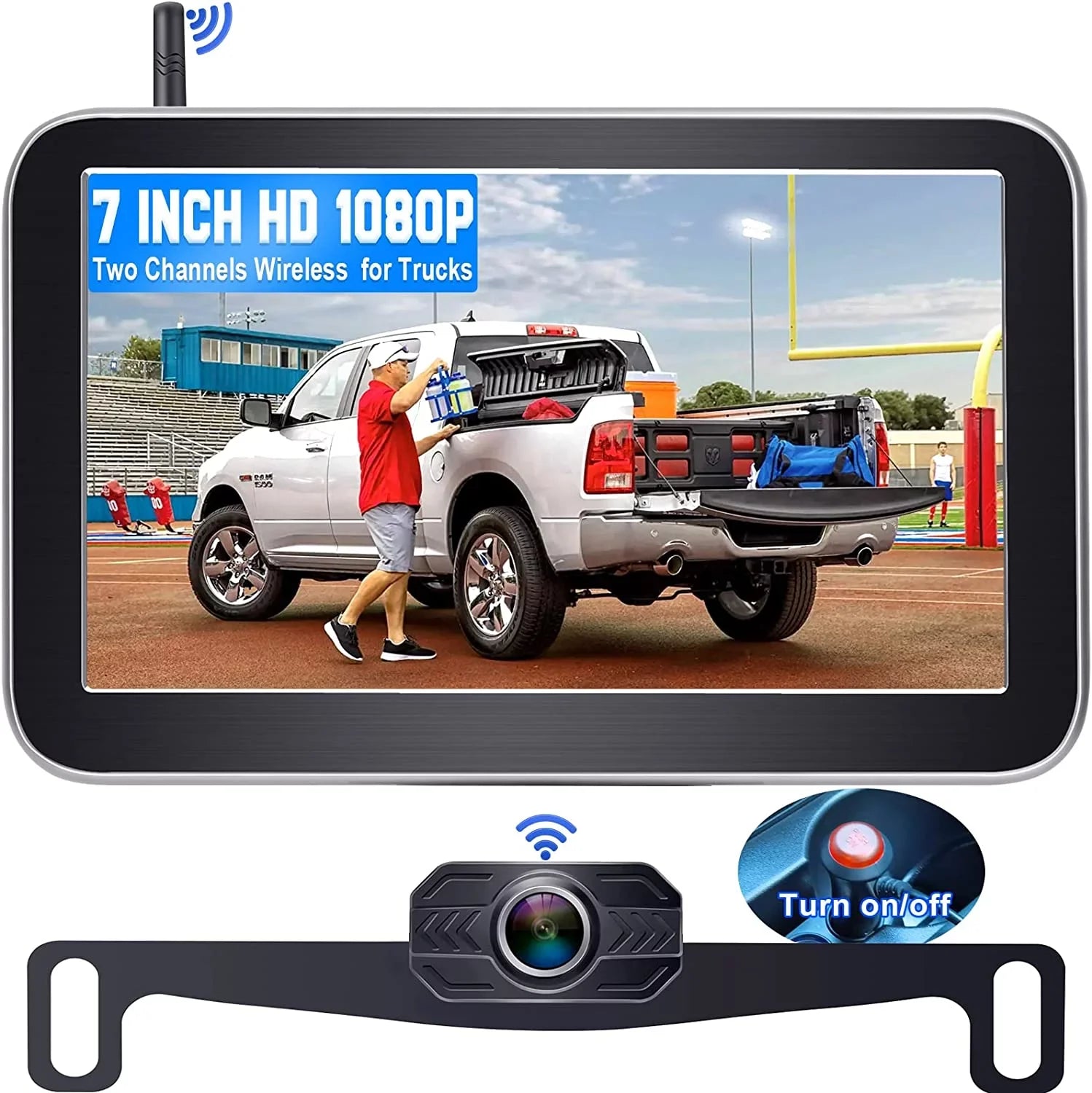 Camera Cam HD Reverse DoHonest 2 Play Backup Signal vision Monitor 1080P Car Auto-Switching Van Install 7-Inch: for Stable Plug Bluetooth Kit Channel Pickup Easy to Truck V Wireless and Night Camper