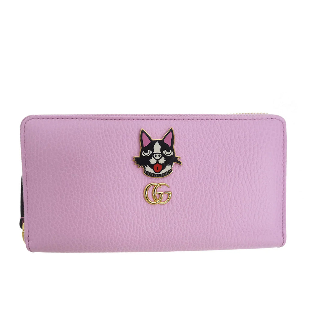 GUCCI Gucci Light 499337 Marmont Wallet Boston Dog (Like Zip Bosco GG Terrier Pre-Owned Round Purse Around New) Pink