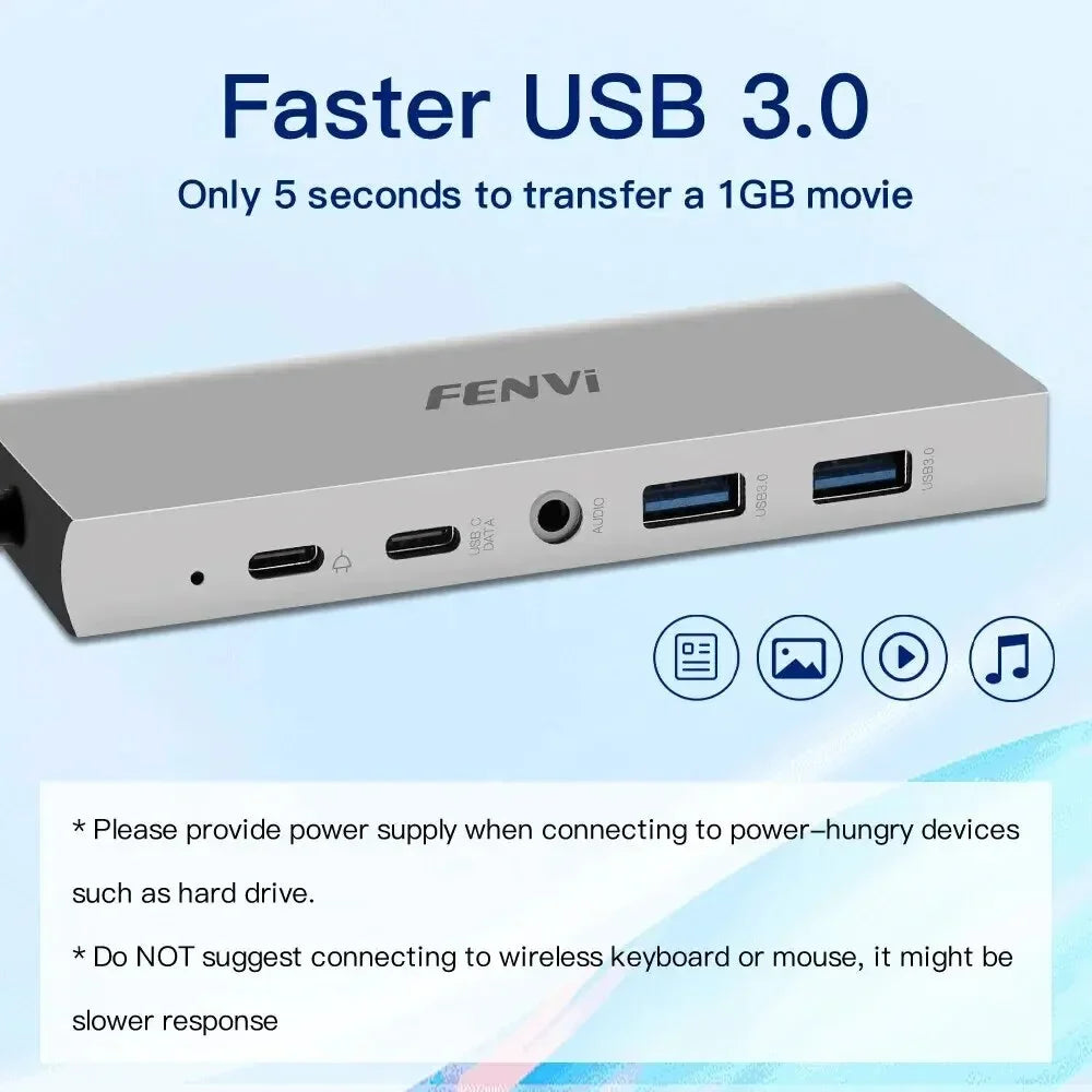 30Hz 1 USB Macbook Splitter To PC Docking Hub -Compatible 100W in Laptop Station USB 4K Type for C PD C Air Win10
